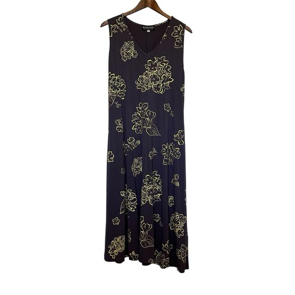 Kaulua'e Womens Hawaiian Knit Midi Dress Size XL Floral Graphic Print Pockets - Picture 1 of 13